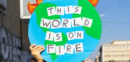 World on fire, from a photo by Leonardo Basso